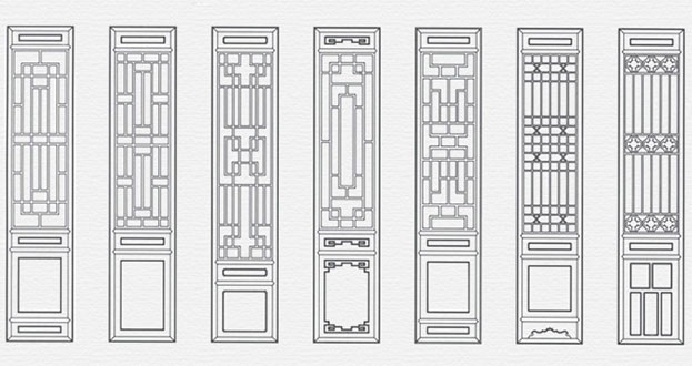 叶集常用中式仿古花窗图案隔断设计图